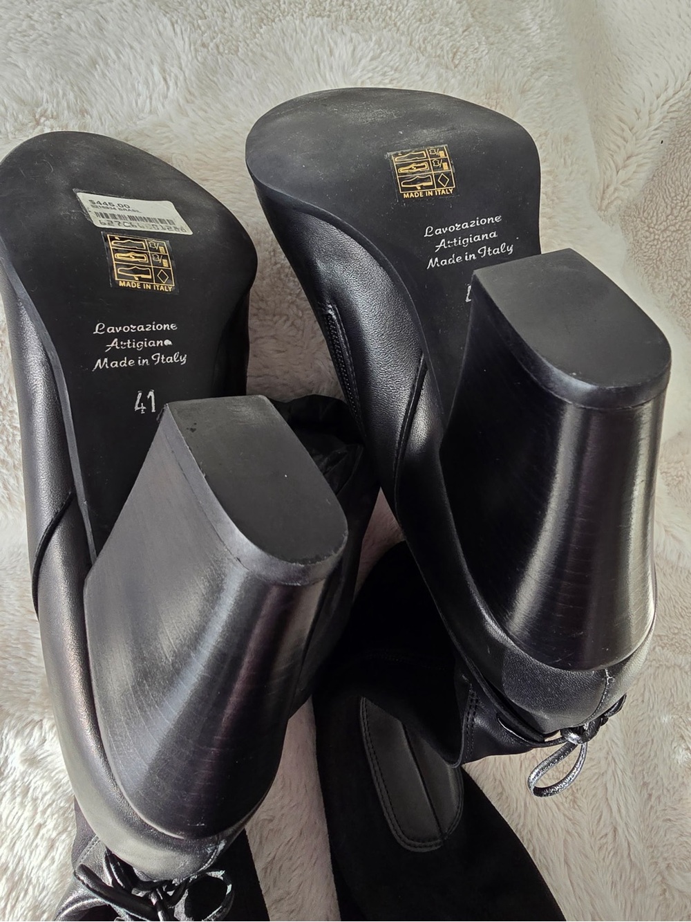 NWT RUDSAK Brasil Black Over-the-Knee Block Heel Boots Suede and Leather size 41 - Picture 5 of 6